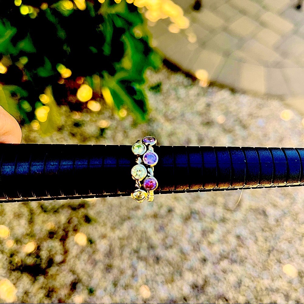 Gemstone Stacking Rings 925 - Picture 3 of 4